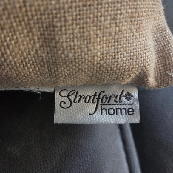Stratford Home Pillow Burlap‎ Love You More Tan Embroidered Accent Throw 18x14 - Picture 2 of 8